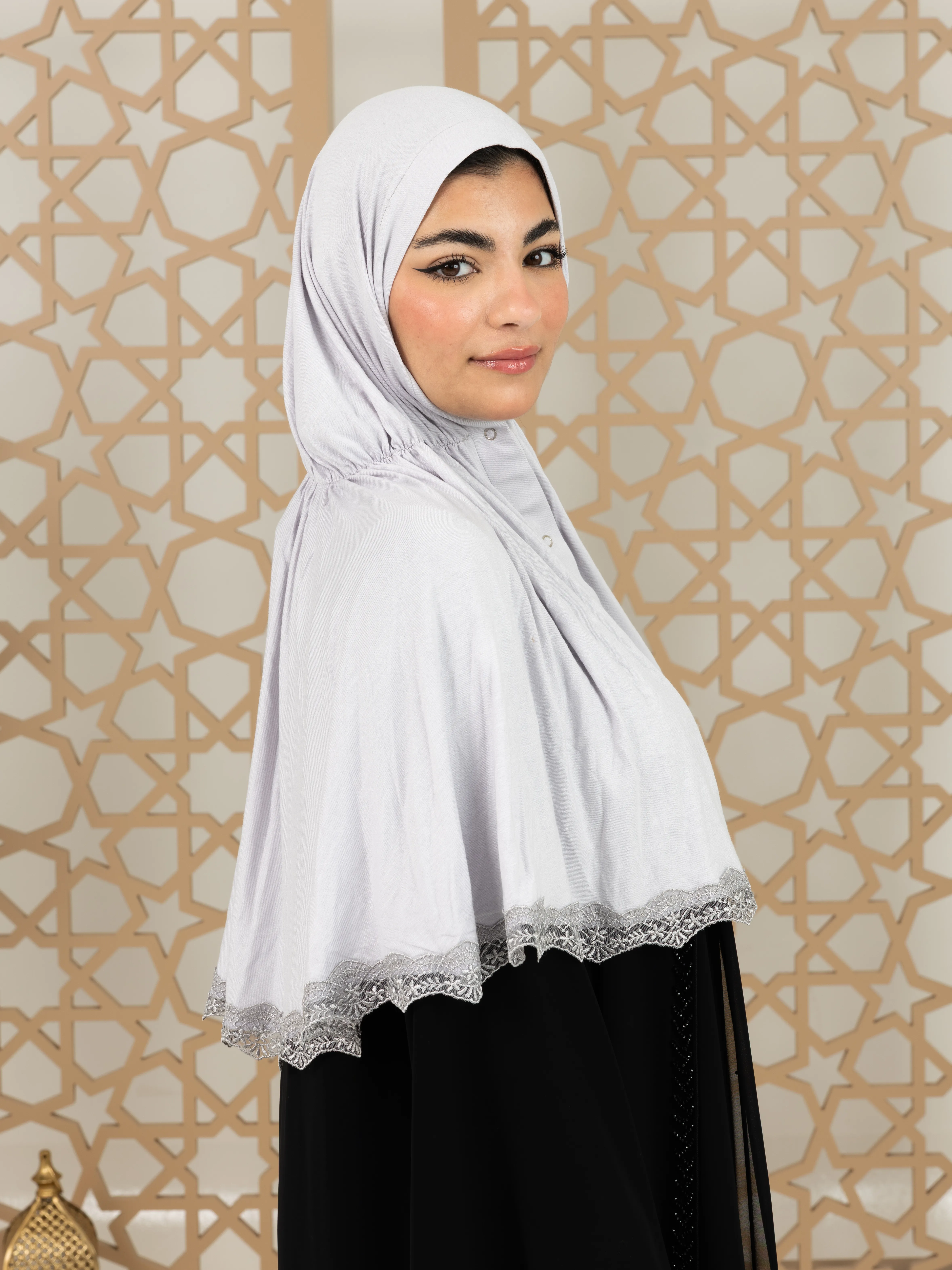 cotton hijab with lace